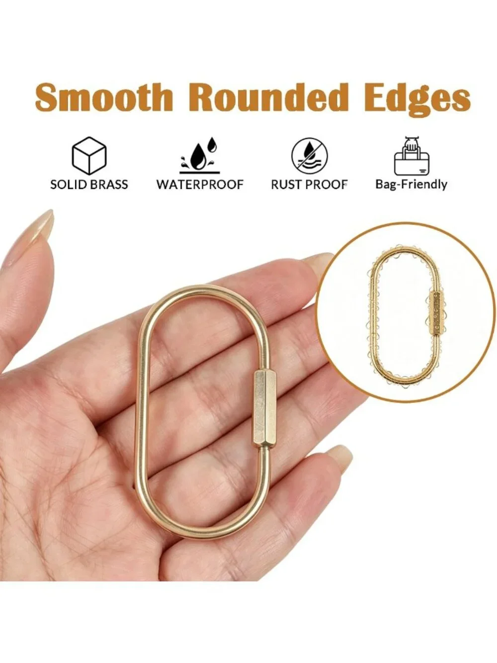 10 Pcs Gold Brass Carabiner Keychain Clips - Durable Key Ring Set for